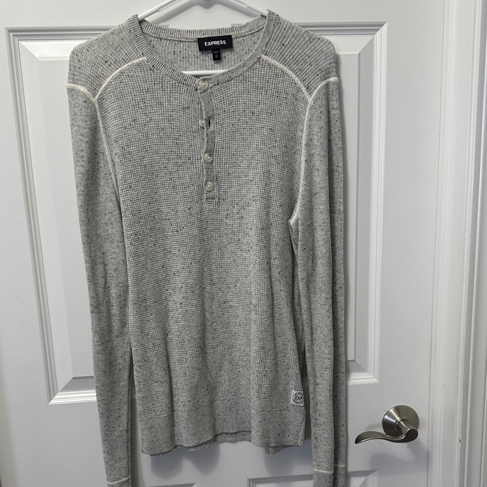 Express Light Gray Henley Sweater
